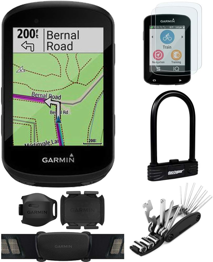 Garmin 010-02060-10 Edge 530 Sensor Bundle GPS Cycling Computer Bundle with Screen Protector, Scratch Resistant Tempered Glass, Heavy Duty Combination U-Lock and Multi-Function Bike Tool Kit