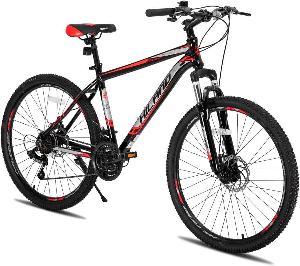 Hiland Mountain Bike, 3/6/Multi-Spokes,Shimano 21 Speeds Drivetrain,Aluminum Frame 26 Inch Wheels, Disc-Brake Bike for Men Women Mens MTB Bicycle