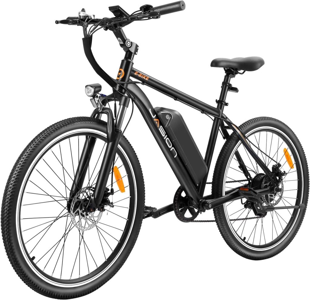 Jasion EB5 Electric Bike for Adults with 360Wh Removable Battery, 40Miles 20MPH Commuting Electric Mountain Bike with 350W Brushless Motor, 7-Speed, 26 Tires and Front Fork Suspension