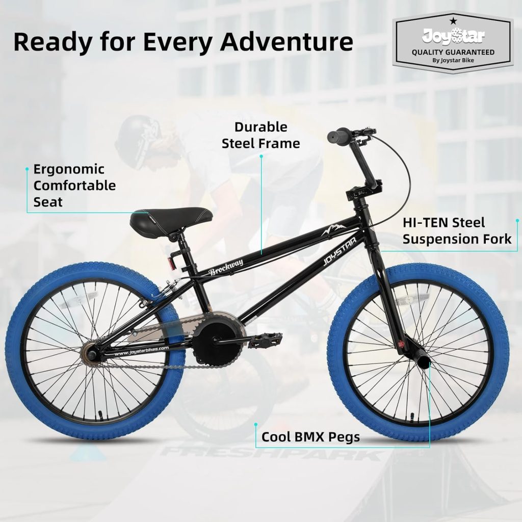 JOYSTAR Brockway Freestyle Kids BMX Bikes 20 24 Kids Bicycles for 6-14 Years Old Boys Girls and Beginner-Level Riders 2 Pegs Multiple Colors