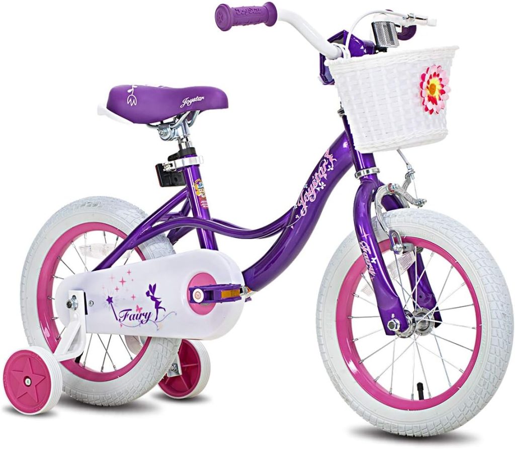 JOYSTAR Fairy Girls Bike for Toddlers and Kids Ages 2-9 Year Old, 12 14 16 18 Inch Kids Bike with Training Wheels, Handbrake and Basket, Toddler Girl Bike, Children Bicycle