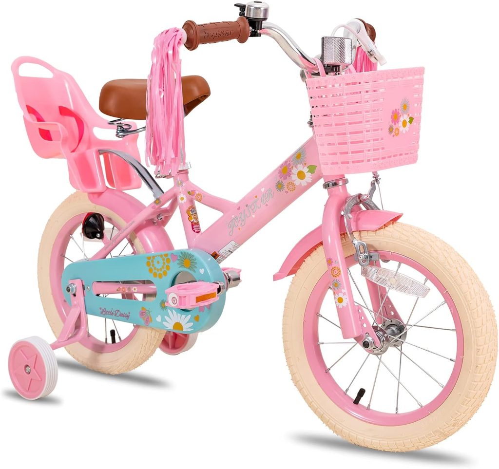 JOYSTAR Little Daisy Kids Bike for Girls Ages 2-12 Years, 12 14 16 20 Inch Princess Girls Bicycle with Doll Bike Seat, Training Wheels, Basket and Streamers, Kids Cycle Bikes, Multiple Colors