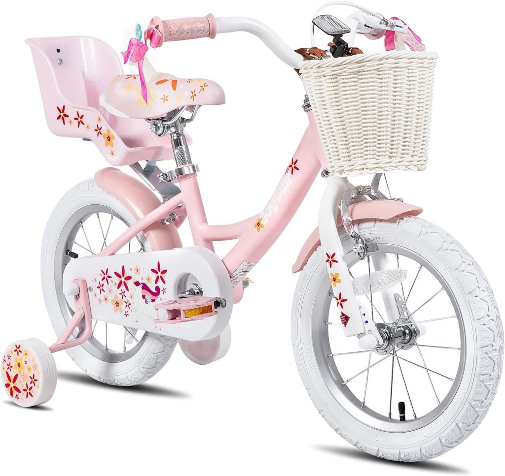 JOYSTAR Unicorn Girls Bike for 2-9 Years Old Kids, 12 14 18 Inch Kids Bike with Training Wheels, Knee  Elbow Pads, Basket and Doll Seat, Children Bicycles