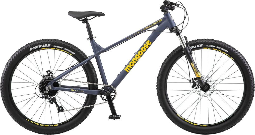 Mongoose Colton Mens and Womens Mountain Bike, Hardtail, 7-Speed Drivetrain