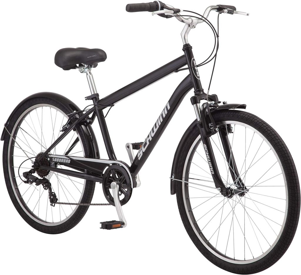 Schwinn Suburban Adult Classic Comfort Bike, Mens and Womens, 26-Inch Wheels, 7 Speed Drivetrain, 16 or 17-Inch Aluminum Frame, Alloy Linear Hand Brakes